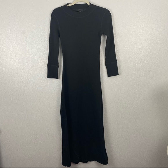 Theory Rib Florence Wool Sweater Black Maxi Dress - Picture 8 of 14